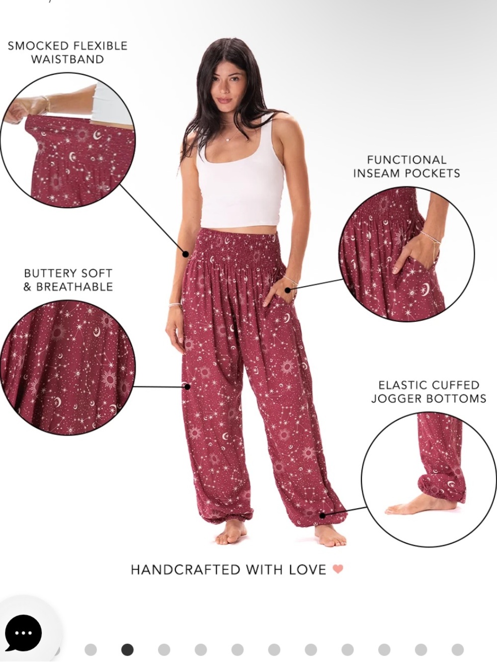 Purple Starry Night Jogger Style Classic Harem Pants - Picture 4 of 4